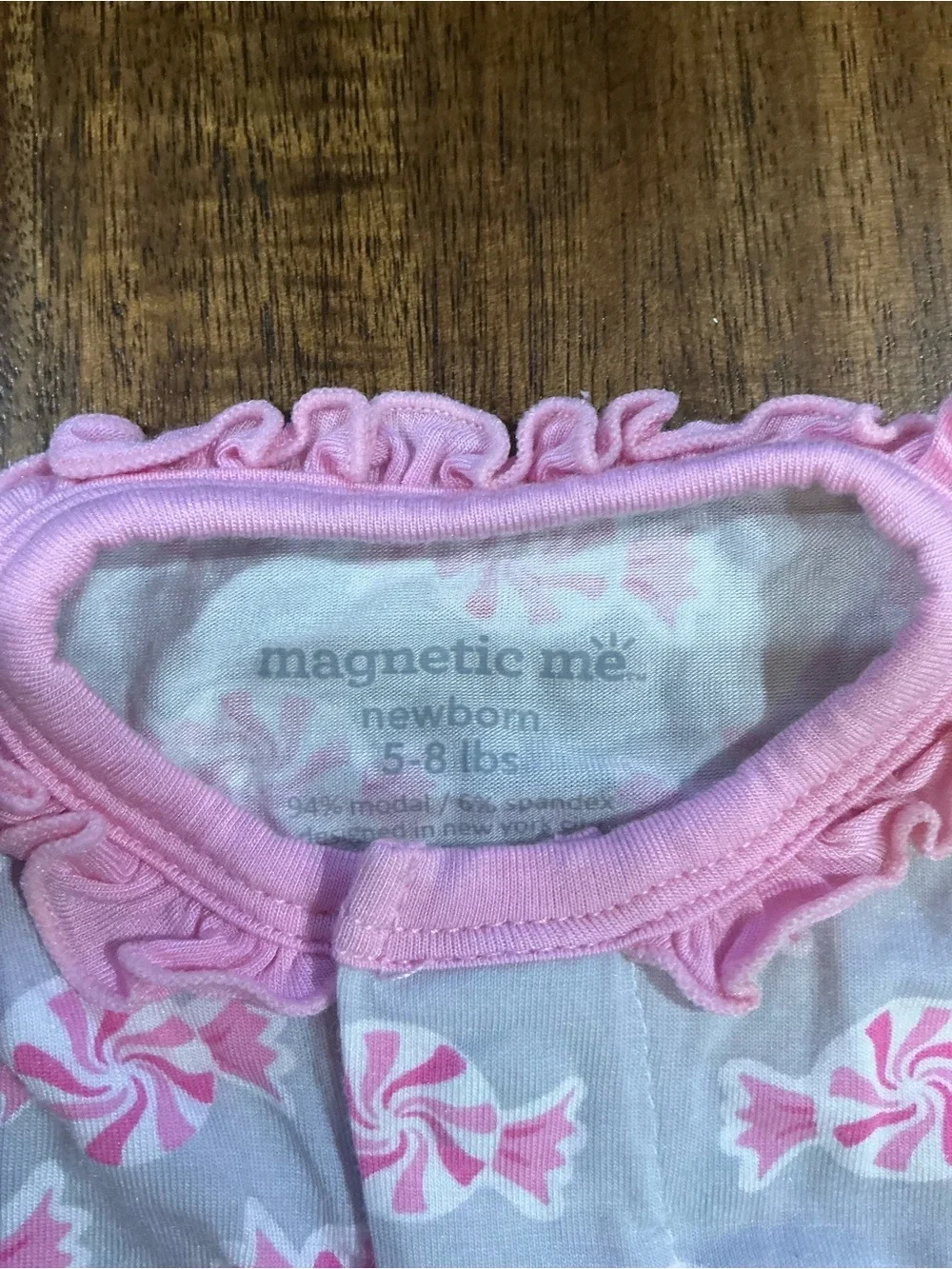 Magnetic Me Newborn Pepoermint Candy Print Footed One-Piece